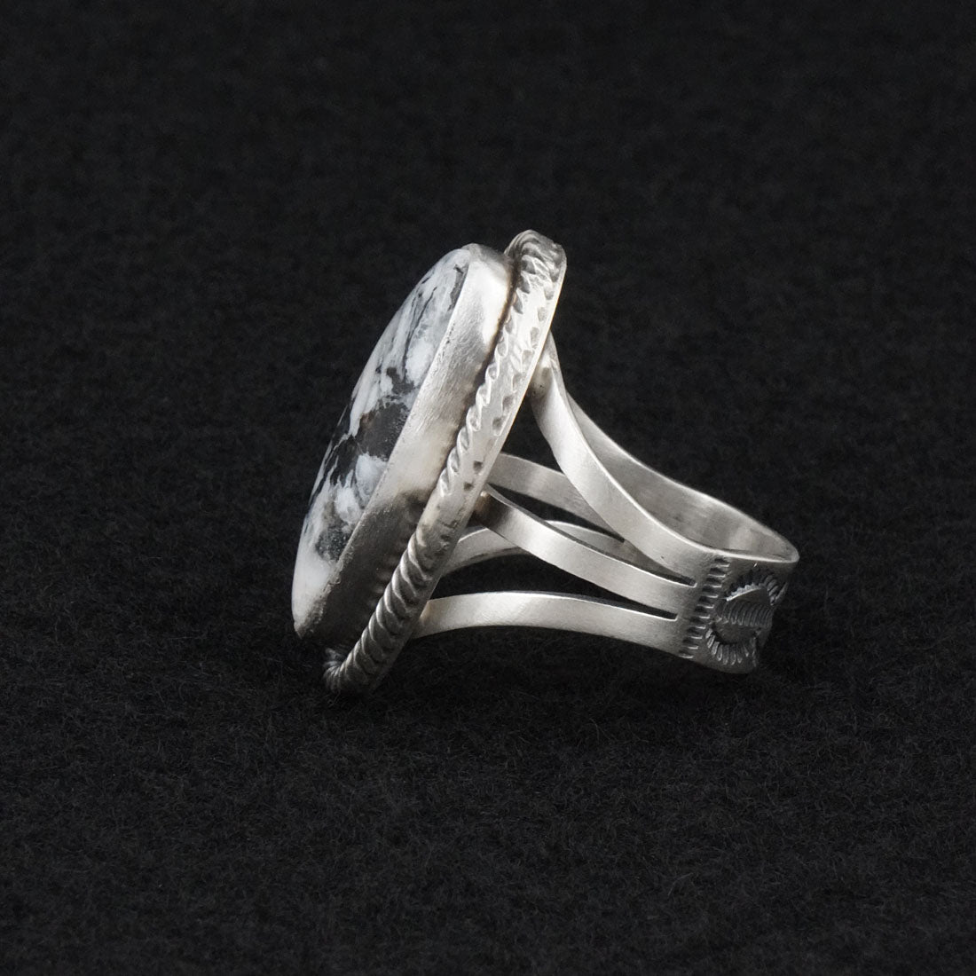 Kathleen Livingston White Buffalo & Sterling Silver Ring Size 7.5