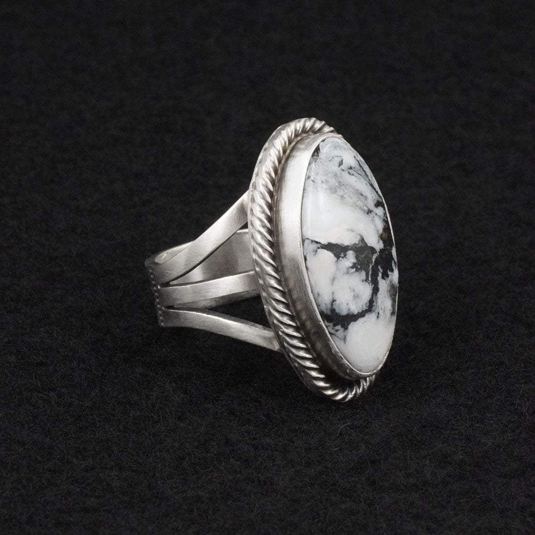 Kathleen Livingston White Buffalo & Sterling Silver Ring Size 7.5