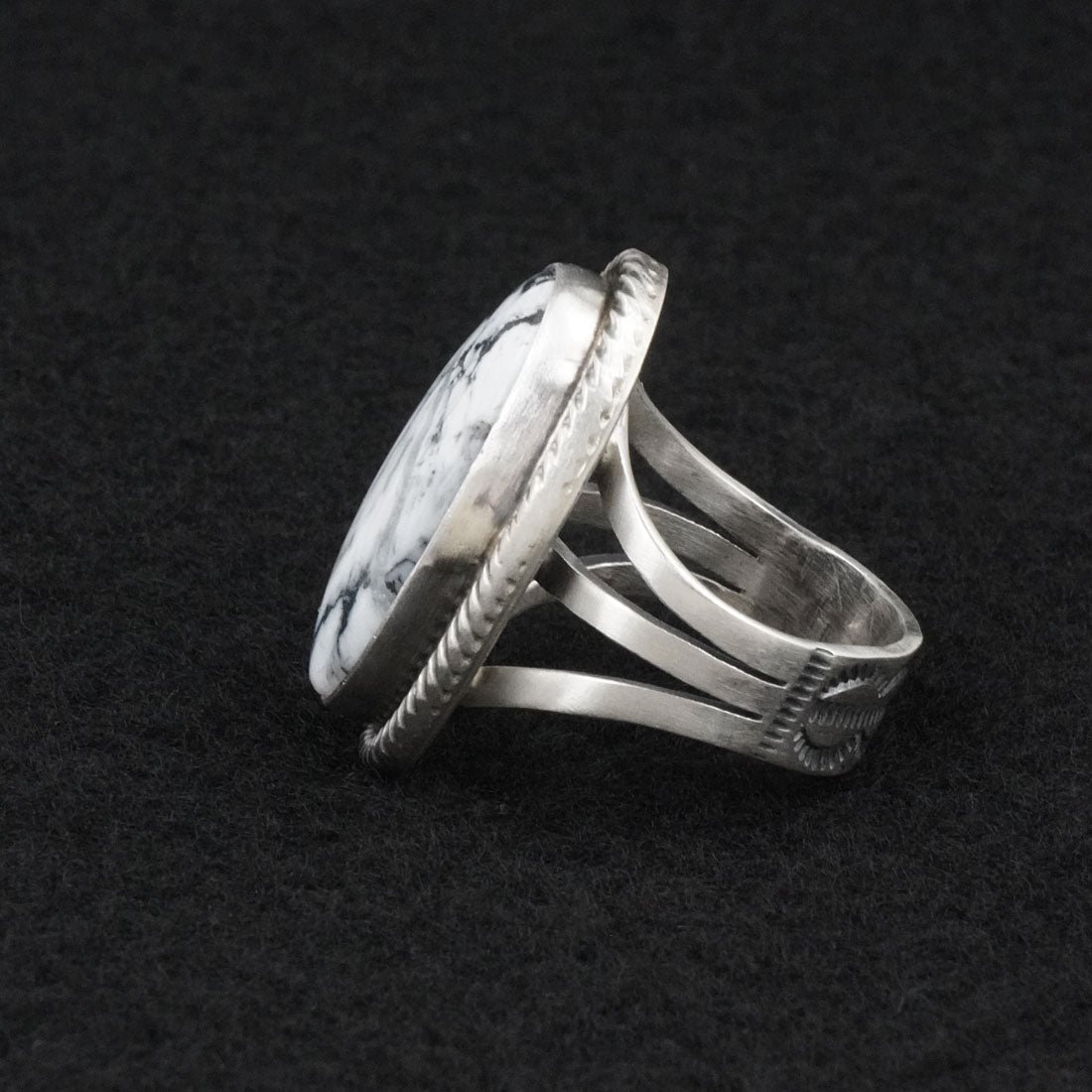 Kathleen Livingston White Buffalo & Sterling Silver Ring Size 8