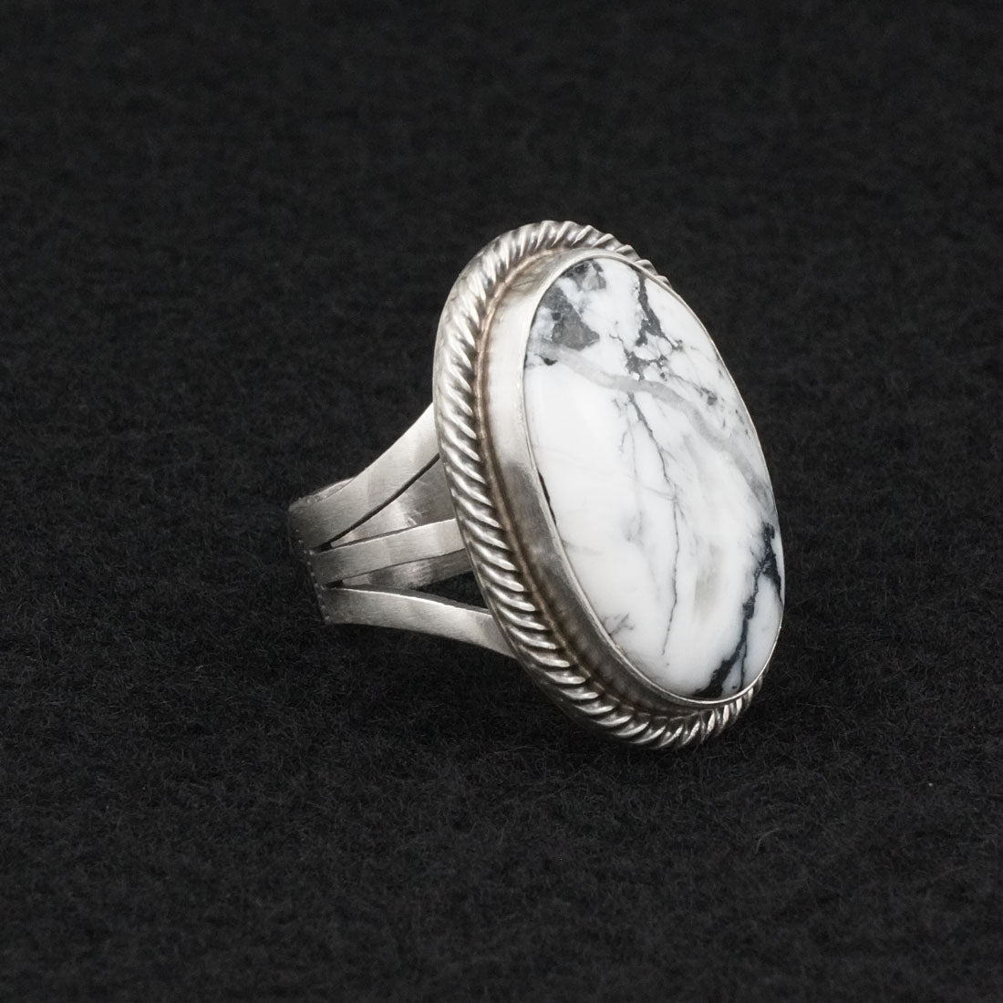 Kathleen Livingston White Buffalo & Sterling Silver Ring Size 8