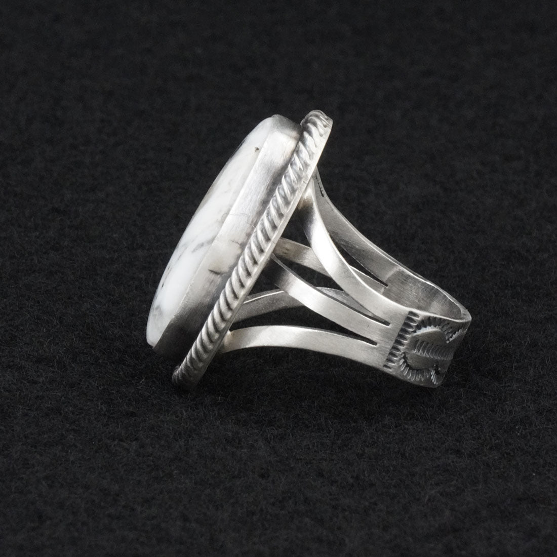 Kathleen Livingston White Buffalo & Sterling Silver Ring Size 8.5