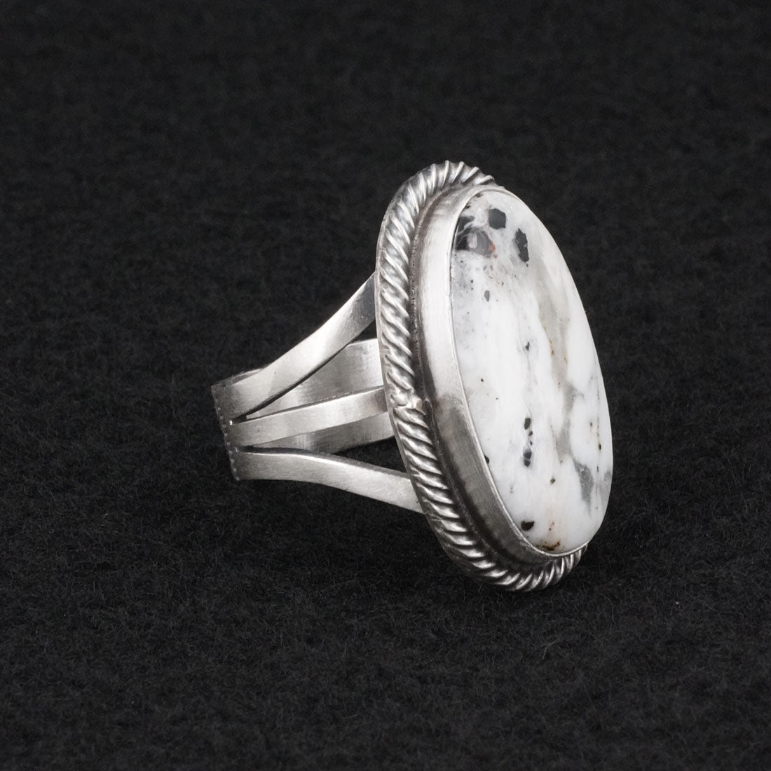 Kathleen Livingston White Buffalo & Sterling Silver Ring Size 8.5