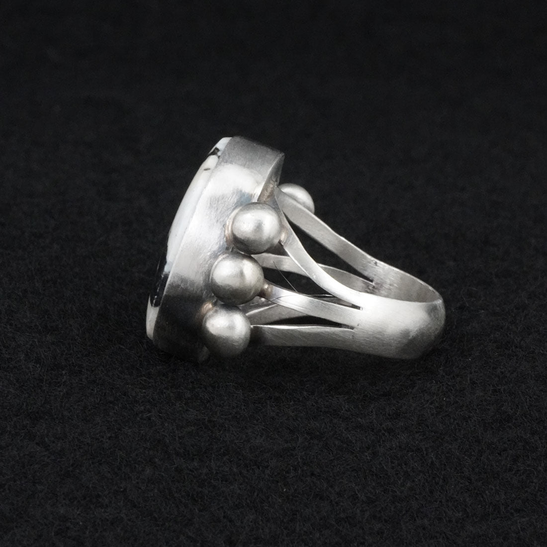 Kathleen Livingston White Buffalo & Sterling Silver Ring Size 8.5