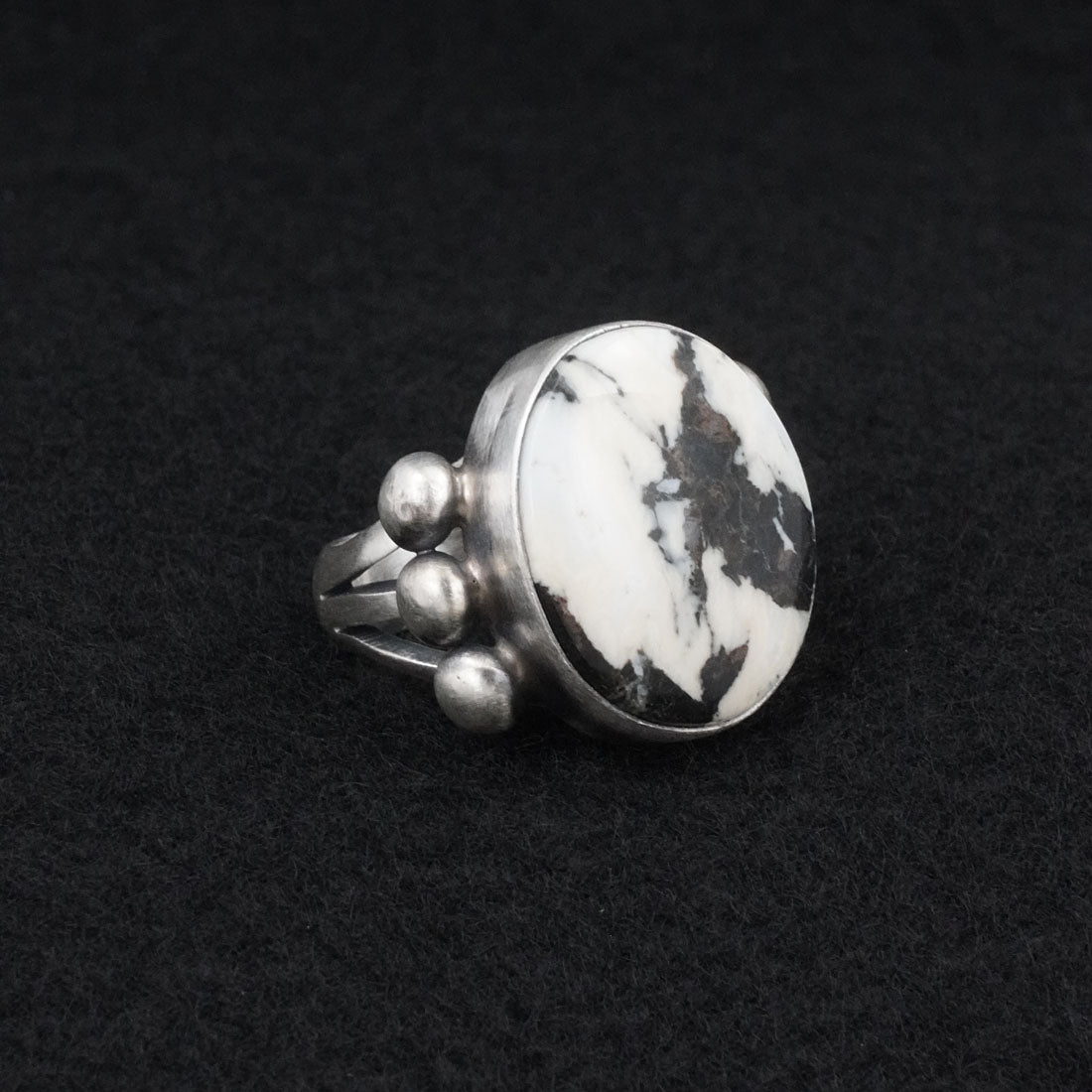 Kathleen Livingston White Buffalo & Sterling Silver Ring Size 8.5
