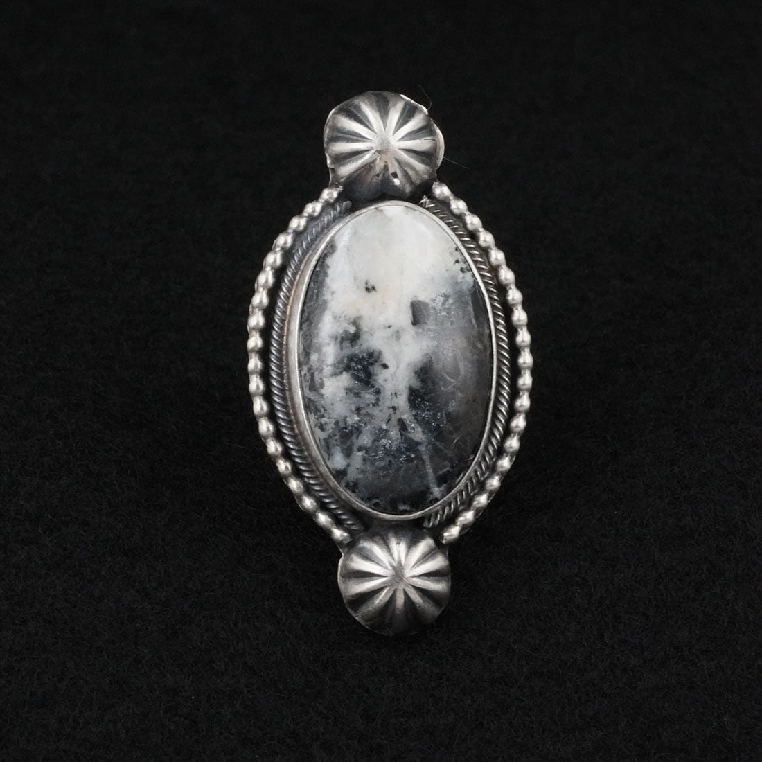 Kathleen Livingston White Buffalo & Sterling Silver Ring Size 6.5