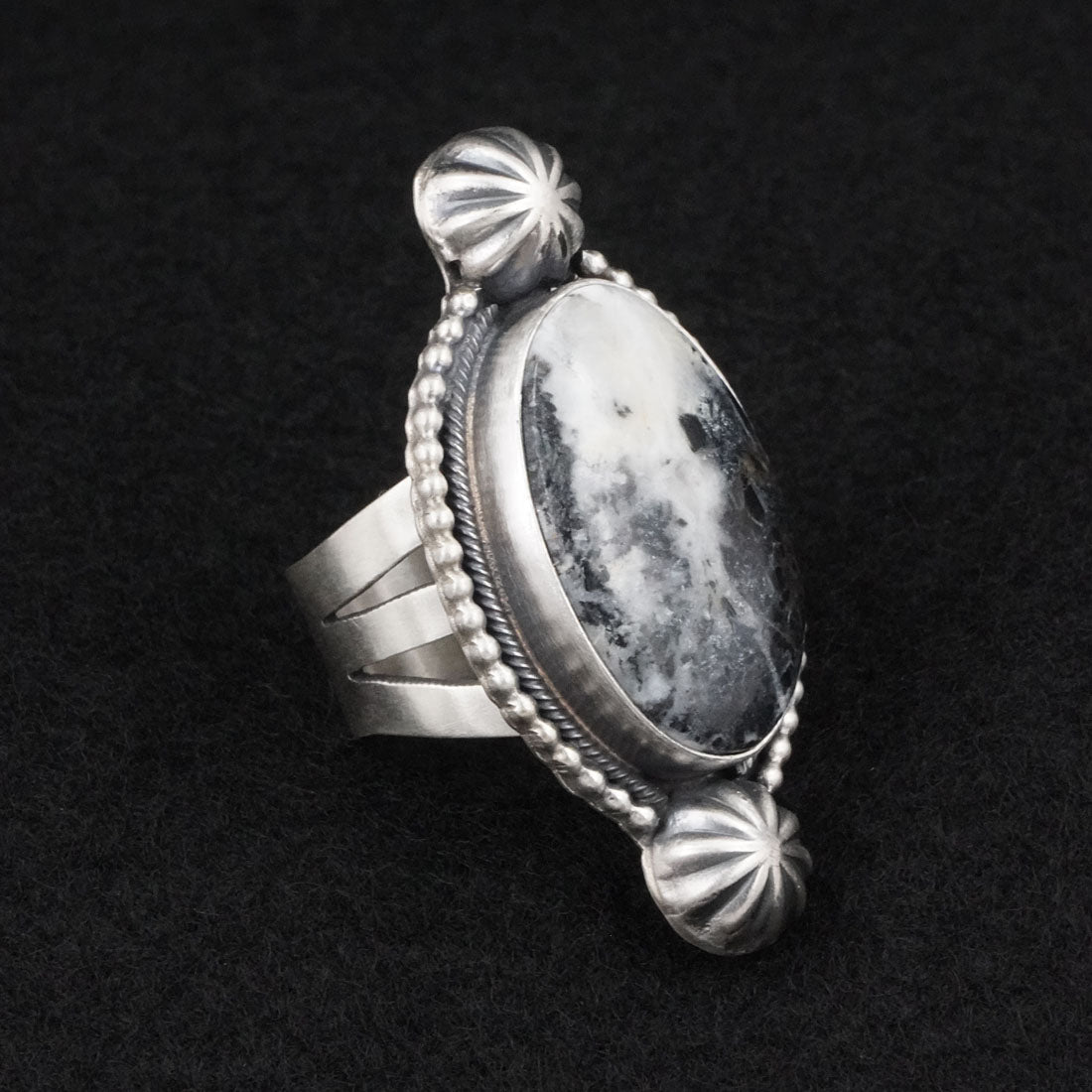 Kathleen Livingston White Buffalo & Sterling Silver Ring Size 6.5