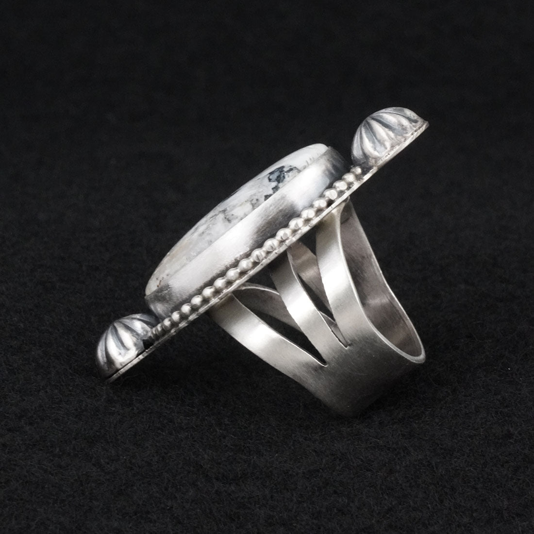 Kathleen Livingston White Buffalo & Sterling Silver Ring Size 7.5