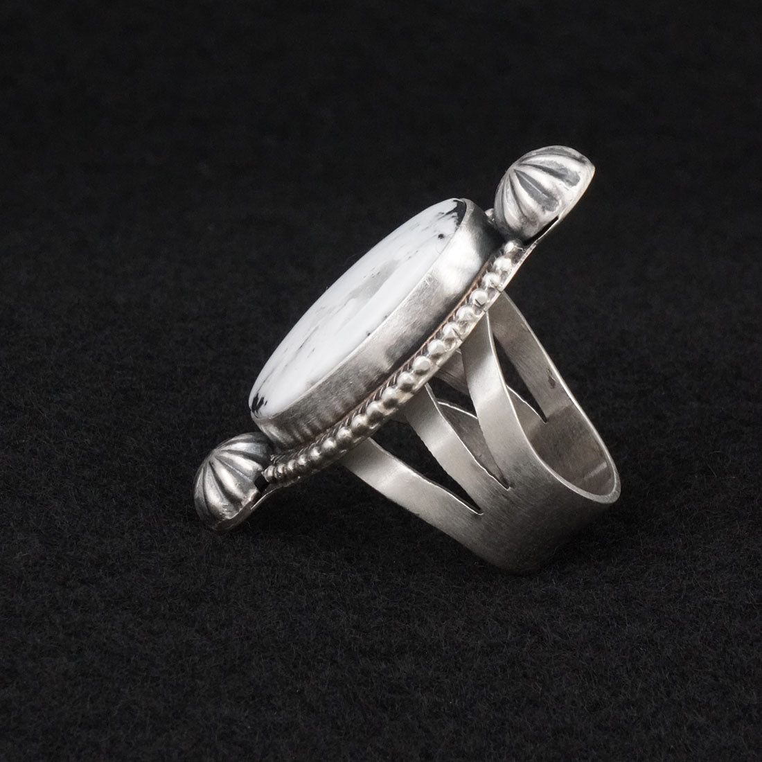 Kathleen Livingston White Buffalo & Sterling Silver Ring Size 8.5