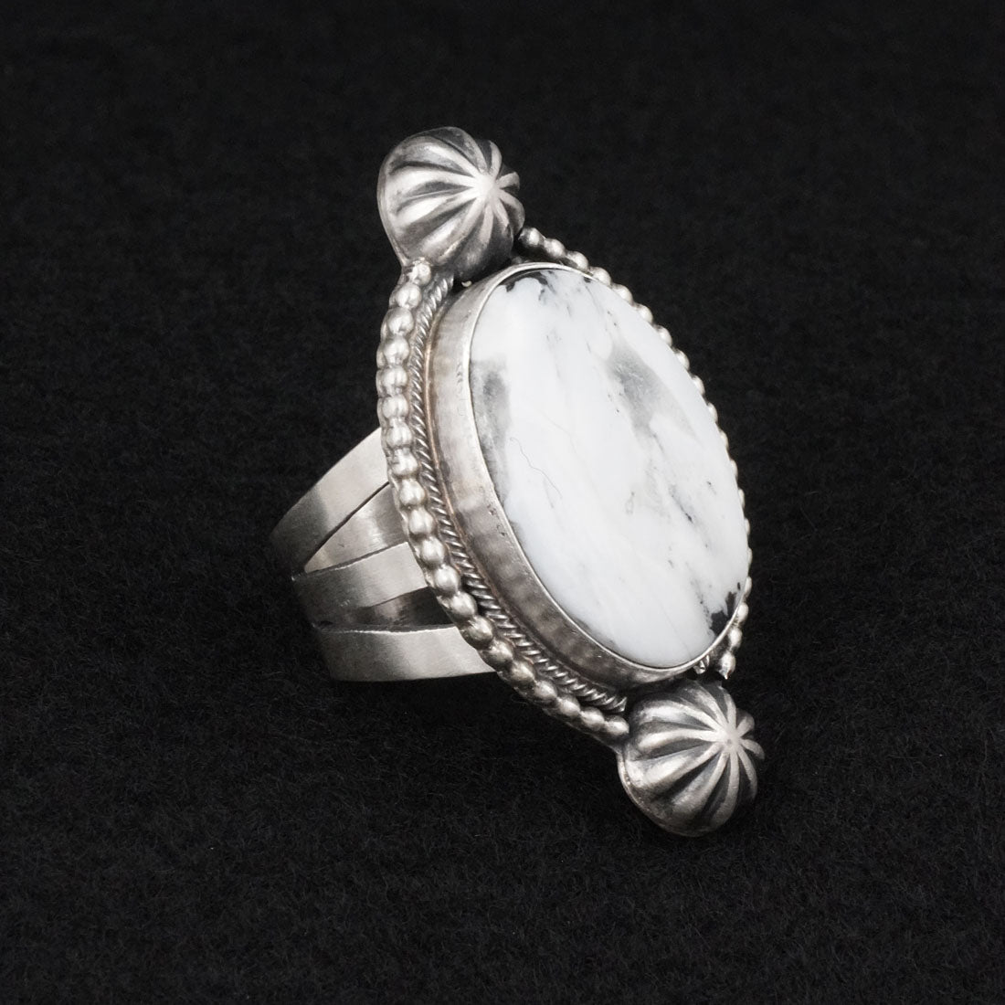 Kathleen Livingston White Buffalo & Sterling Silver Ring Size 8.5