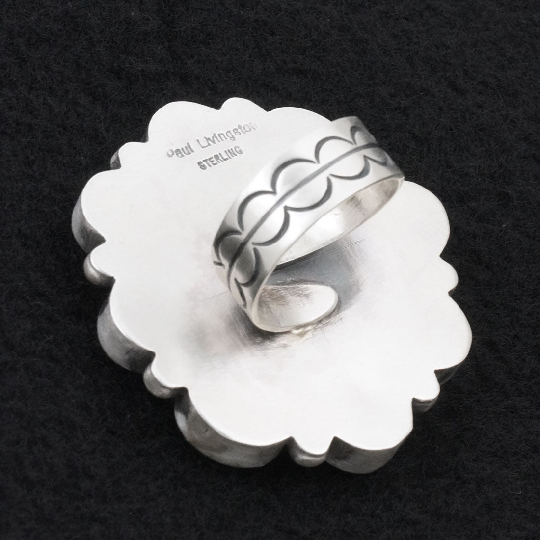 Paul Livingston Turquoise & Sterling Silver Ring Size Adjustable