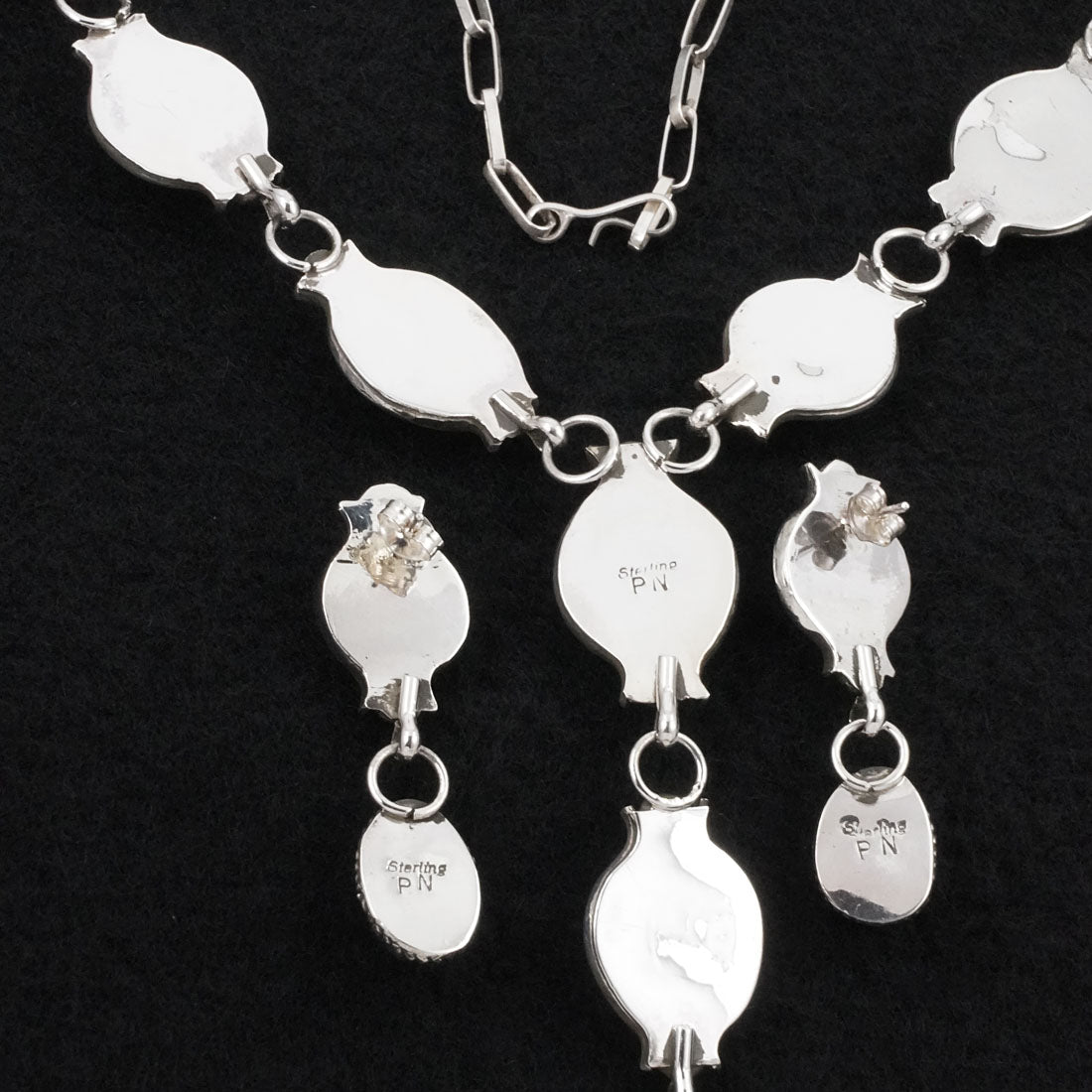 Phil Nez Turquoise & Sterling Silver Necklace Set