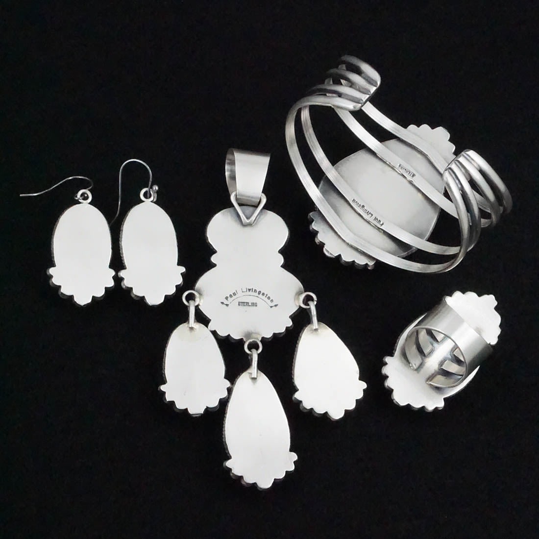 Paul Livingston Variscite & Sterling Silver Pendant Set