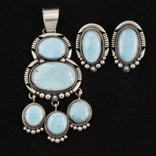 Paul Livingston Turquoise & Sterling Silver Earrings & Pendant