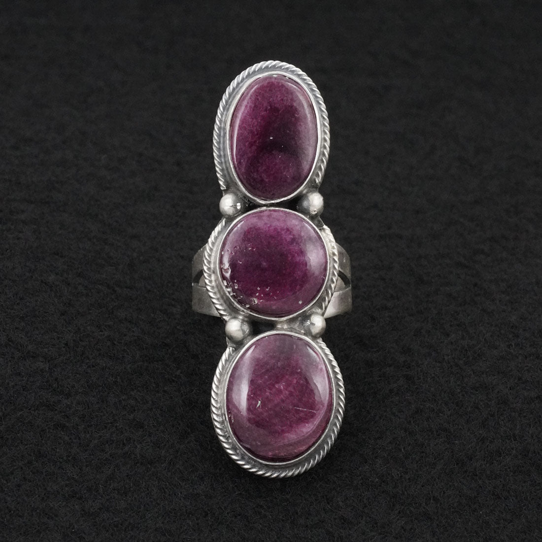 Kathleen Livingston Spiny Oyster & Sterling Silver Ring Sz. 7.5