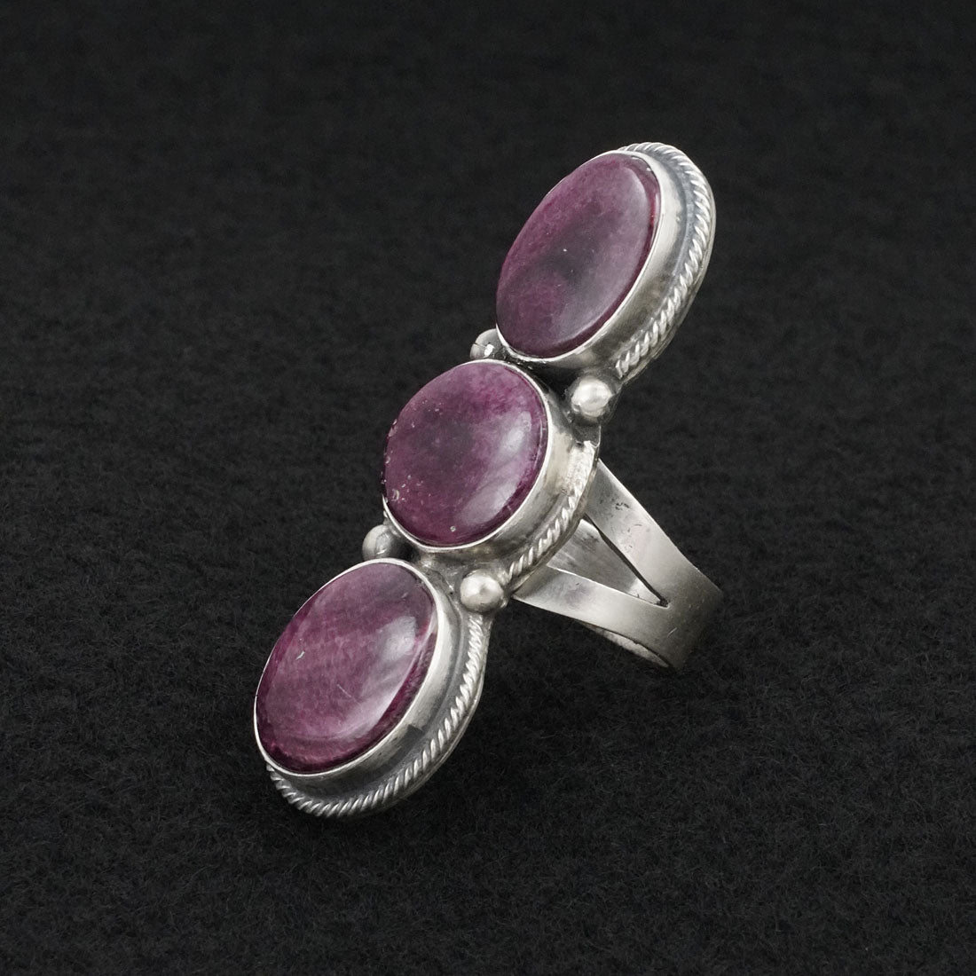 Kathleen Livingston Spiny Oyster & Sterling Silver Ring Sz. 7.5