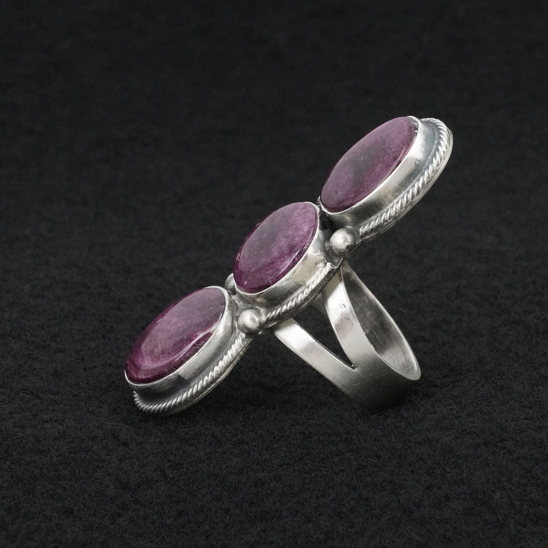 Kathleen Livingston Spiny Oyster & Sterling Silver Ring Sz. 7.5