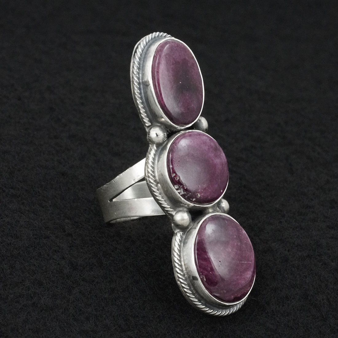 Kathleen Livingston Spiny Oyster & Sterling Silver Ring Sz. 7.5