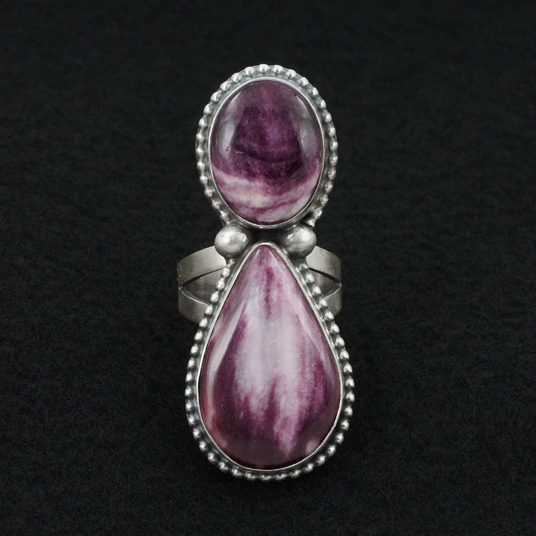 Kathleen Livingston Spiny Oyster & Sterling Silver Ring Sz. 8.5