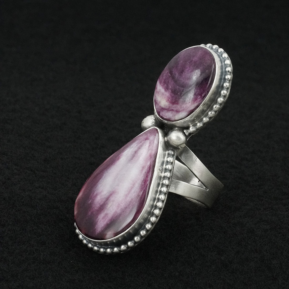 Kathleen Livingston Spiny Oyster & Sterling Silver Ring Sz. 8.5