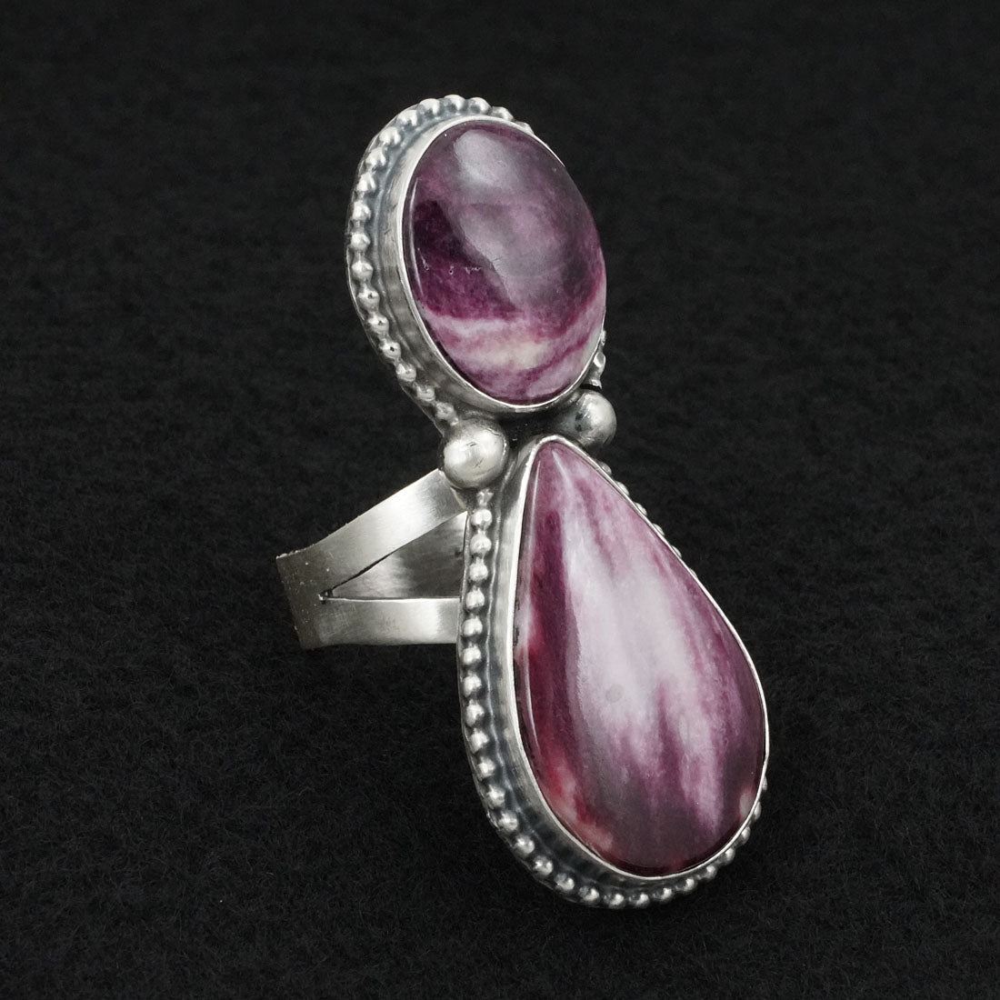 Kathleen Livingston Spiny Oyster & Sterling Silver Ring Sz. 8.5