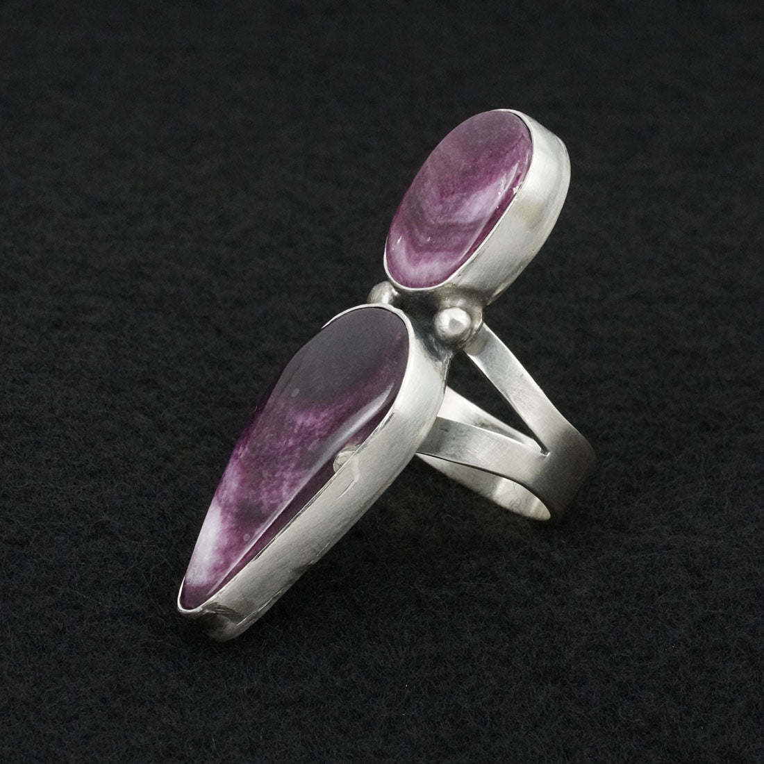 Kathleen Livingston Spiny Oyster & Sterling Silver Ring Sz. 7.5