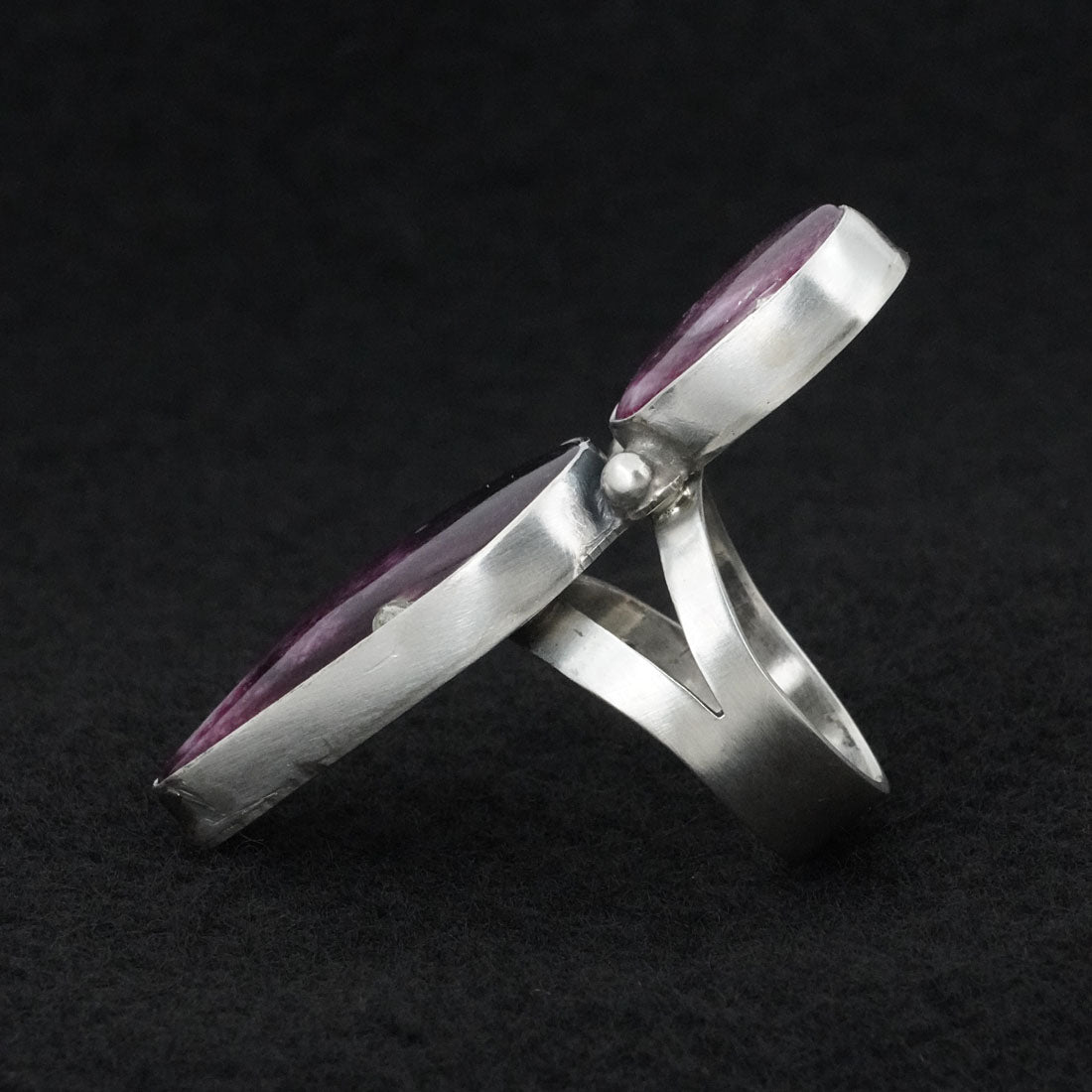 Kathleen Livingston Spiny Oyster & Sterling Silver Ring Sz. 7.5