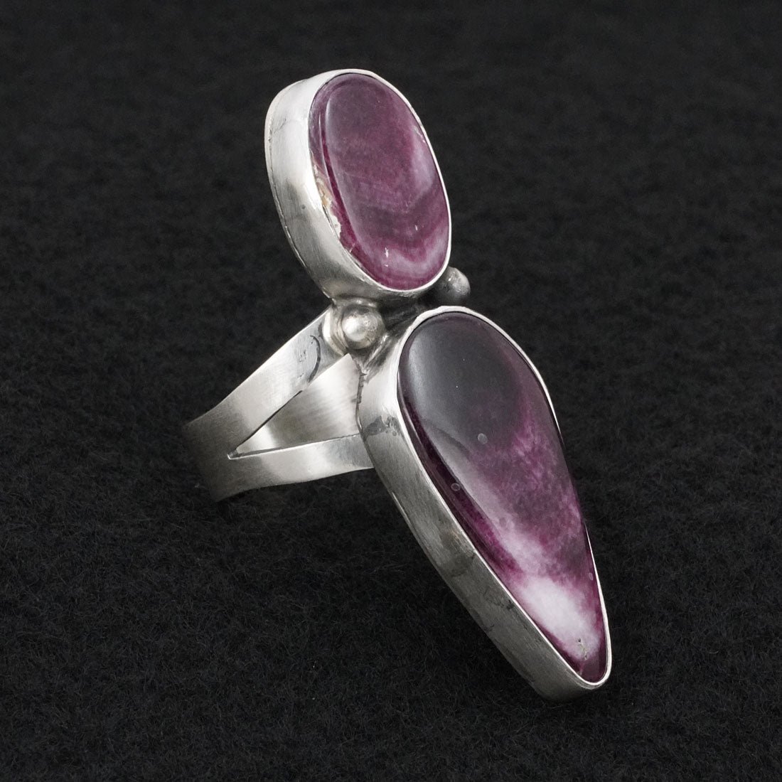Kathleen Livingston Spiny Oyster & Sterling Silver Ring Sz. 7.5