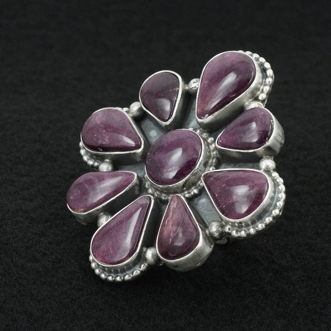 Kathleen Livingston Spiny Oyster & Sterling Silver Ring Sz. 6