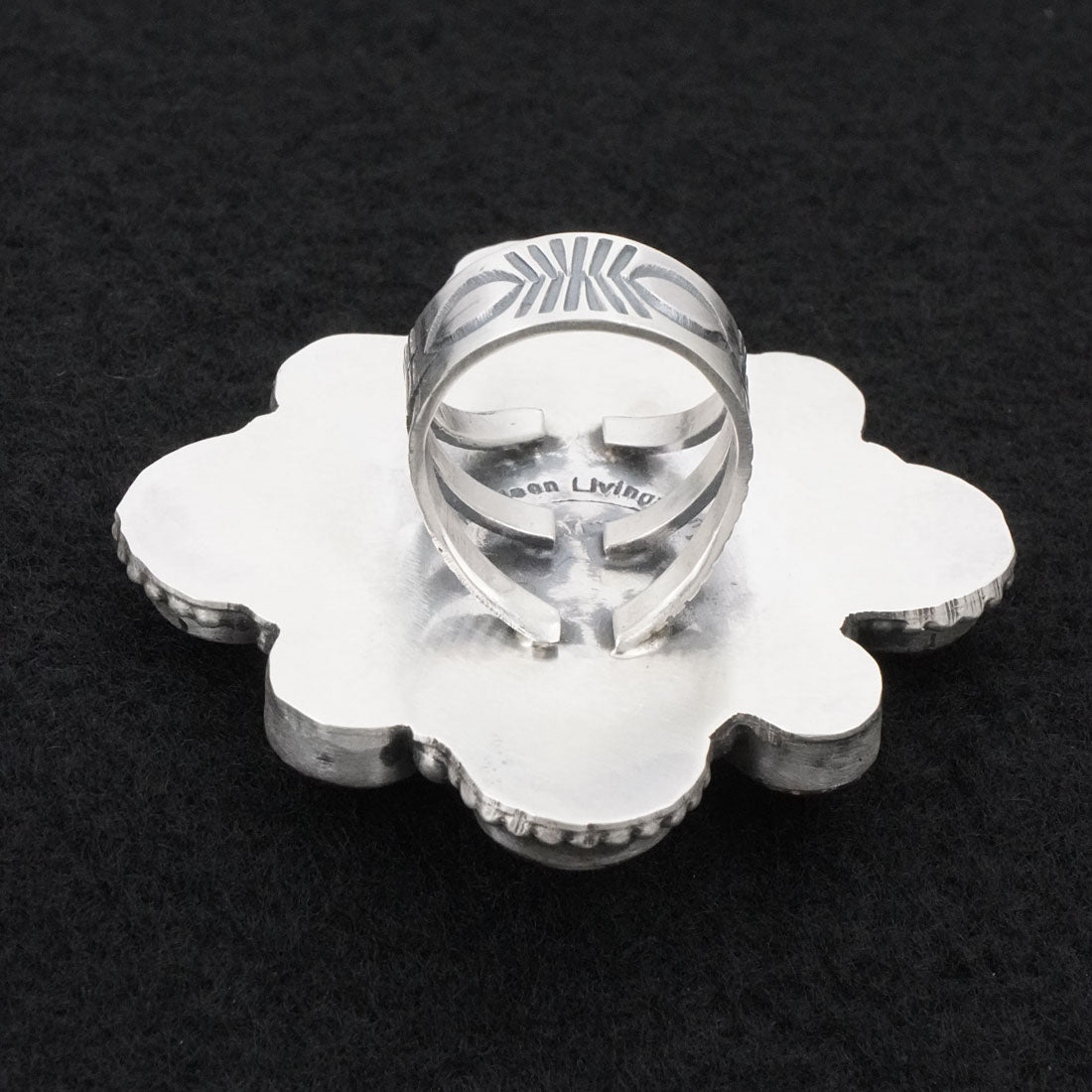 Kathleen Livingston Spiny Oyster & Sterling Silver Ring Sz. 6