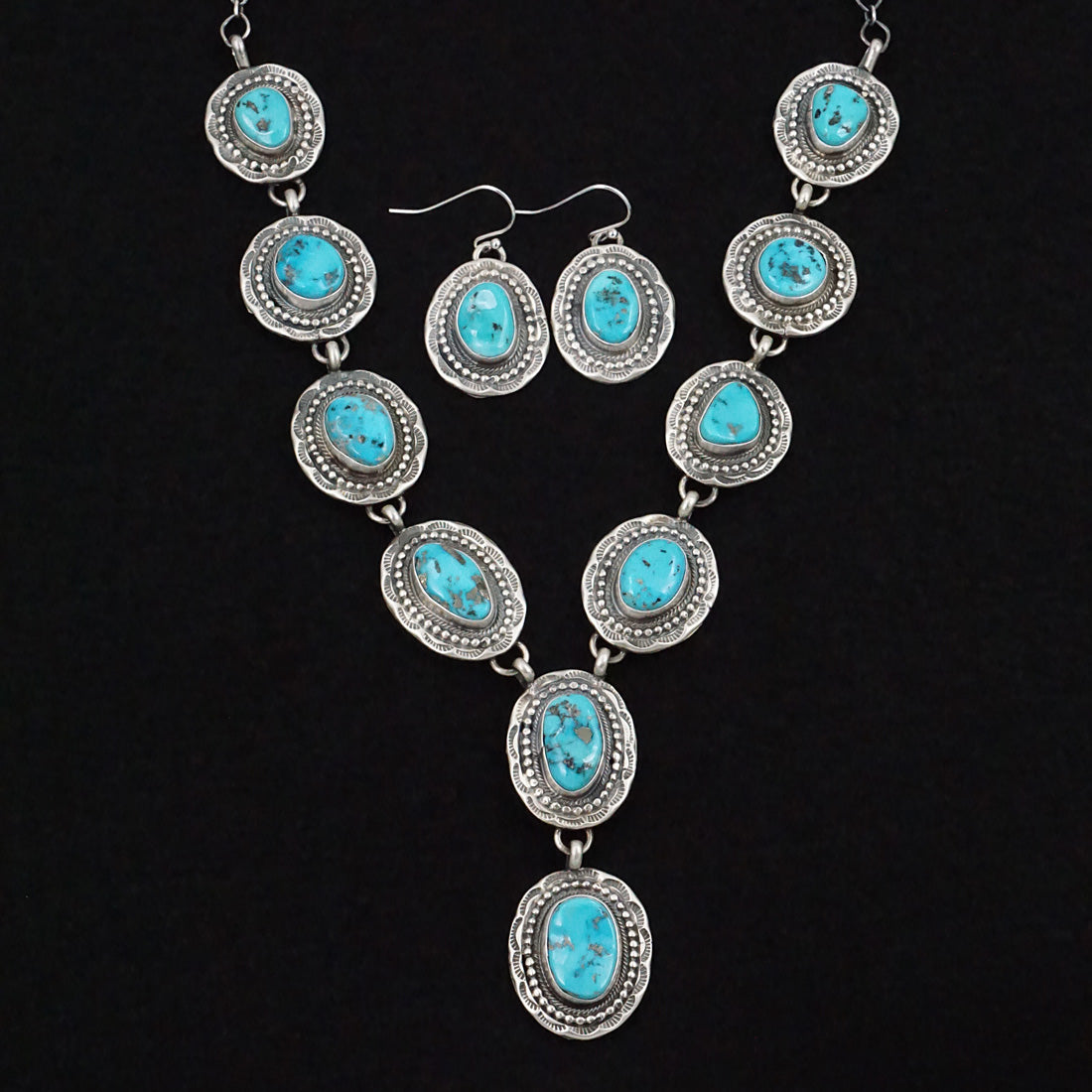 Bobby Johnson Turquoise & Sterling Silver Necklace Set