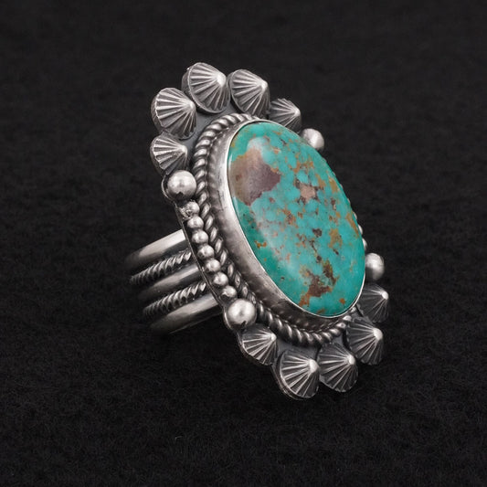 Michael Calladitto Turquoise & Sterling Silver Ring Size 8