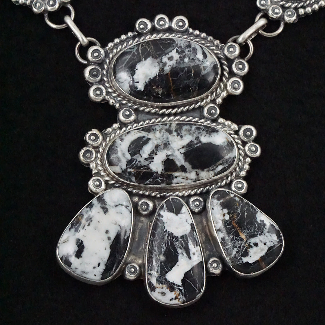 Bob Becenti White Buffalo & Sterling Silver Necklace Set