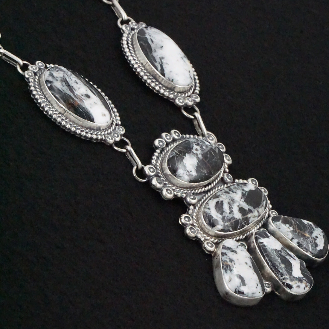 Bob Becenti White Buffalo & Sterling Silver Necklace Set