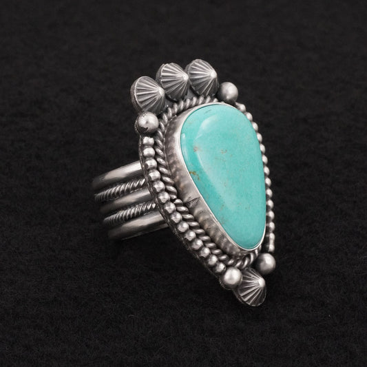 Michael Calladitto Turquoise & Sterling Silver Ring Size 8