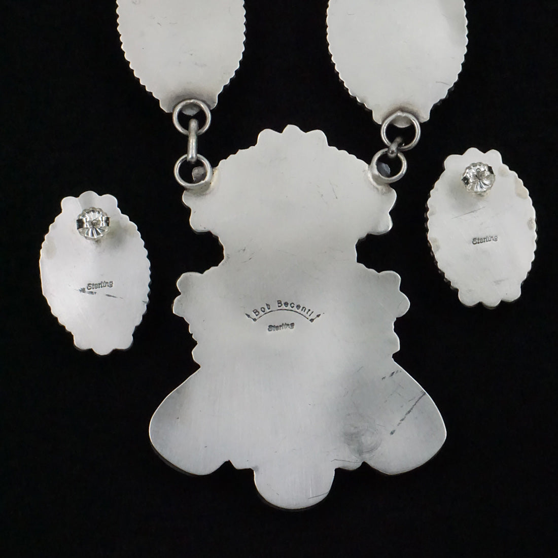 Bob Becenti White Buffalo & Sterling Silver Necklace Set