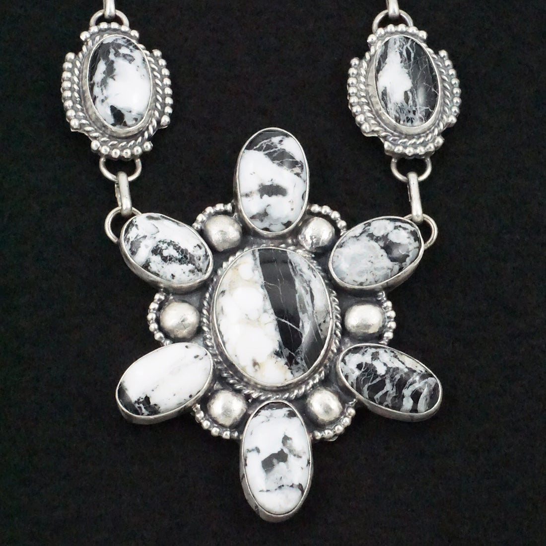 Bob Becenti White Buffalo & Sterling Necklace Set