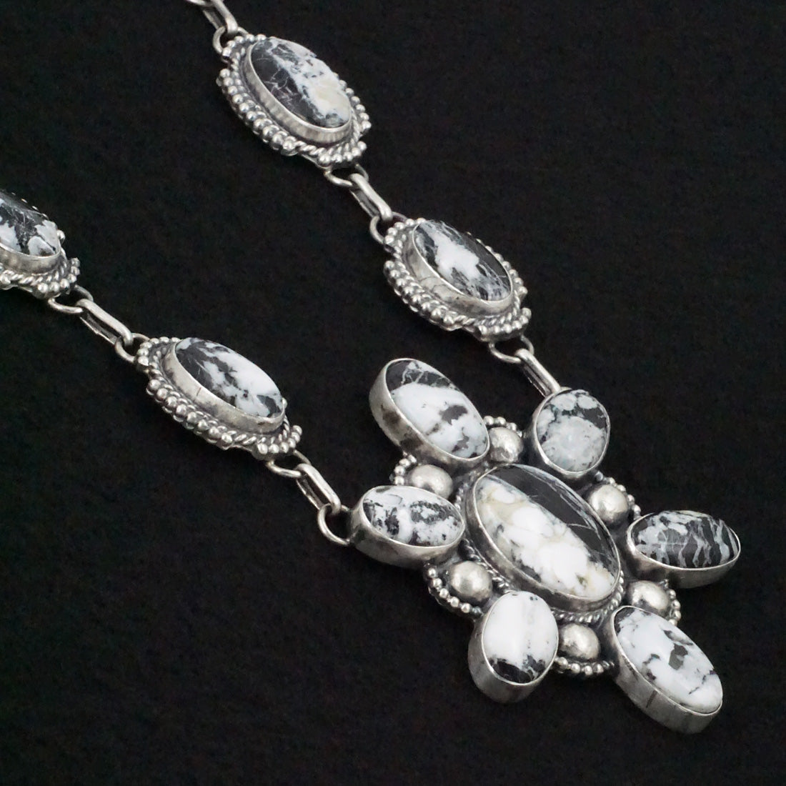 Bob Becenti White Buffalo & Sterling Necklace Set