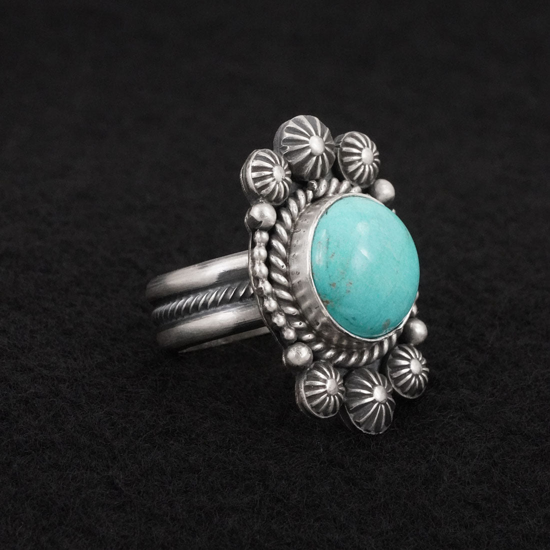 Michael Calladitto Turquoise & Sterling Silver Ring Size 7