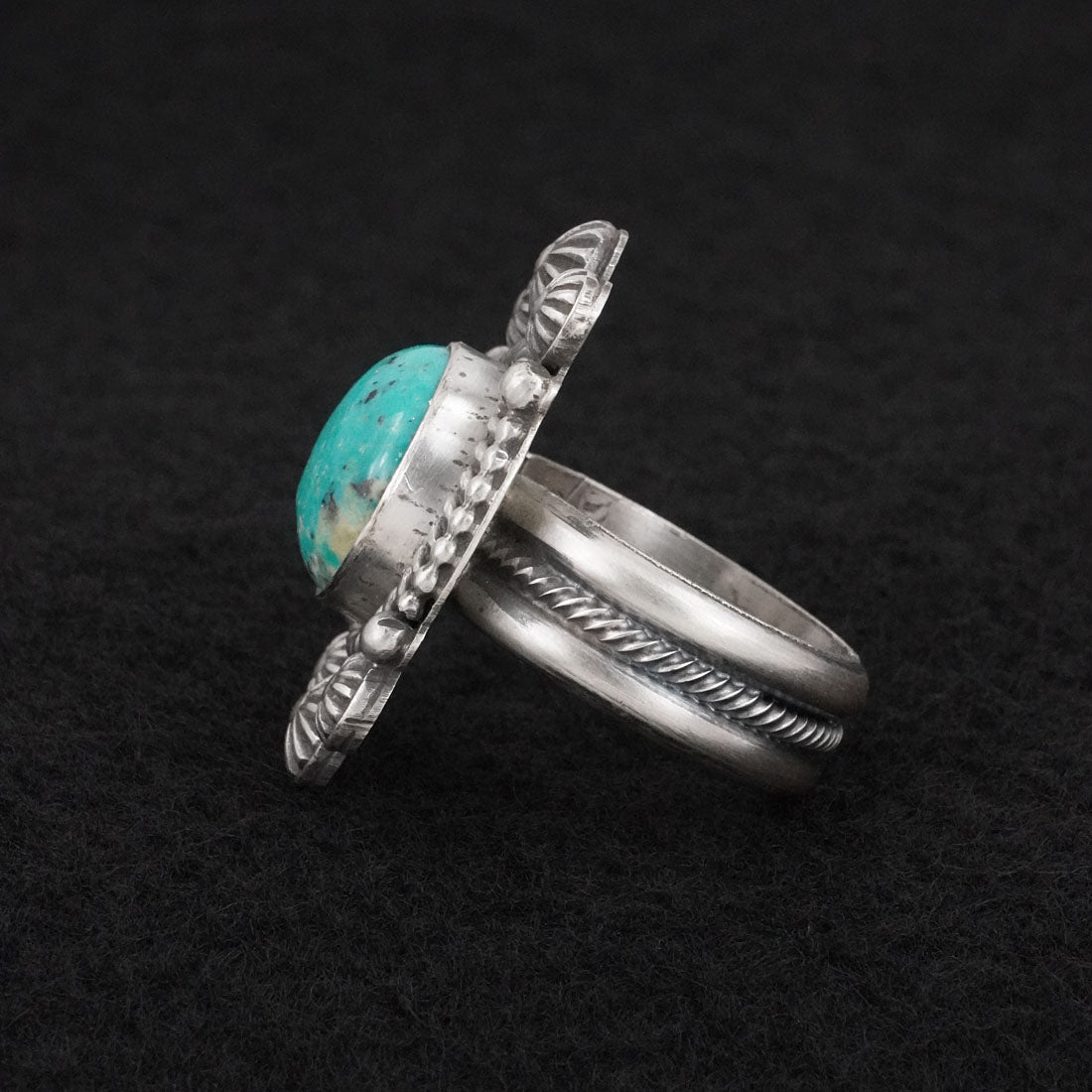 Michael Calladitto Turquoise & Sterling Silver Ring Size 8.5