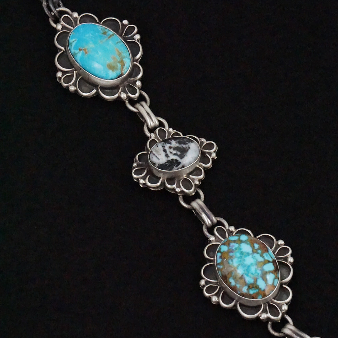 Bob Becenti Turquoise, White Buffalo & Sterling Silver Necklace Set