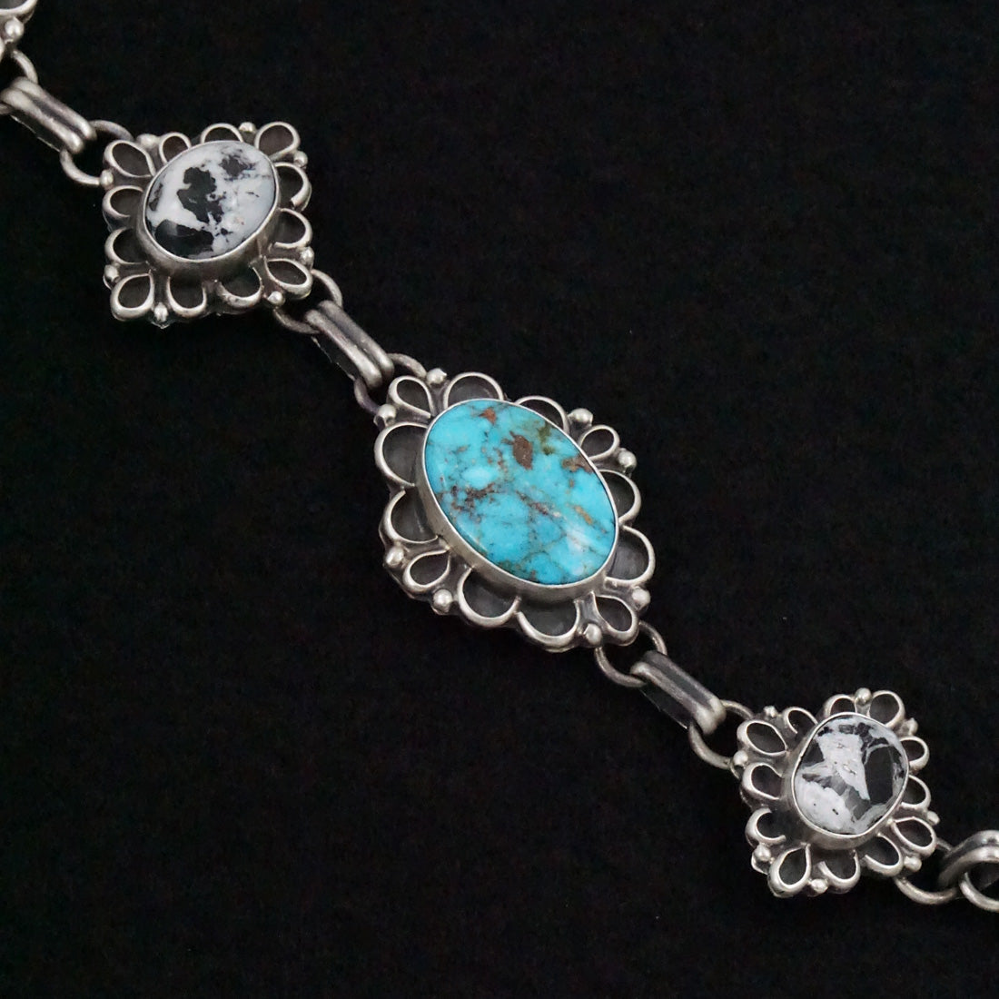 Bob Becenti Turquoise, White Buffalo & Sterling Silver Necklace Set