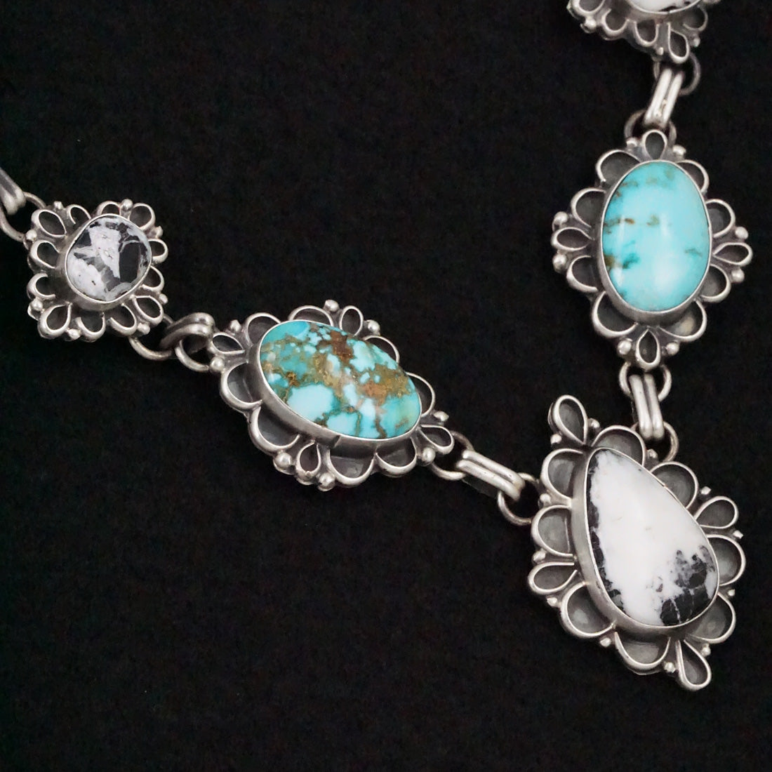 Bob Becenti Turquoise, White Buffalo & Sterling Silver Necklace Set