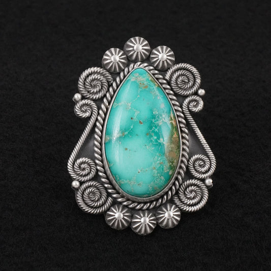 Michael Calladitto Turquoise & Sterling Silver Ring Size 8