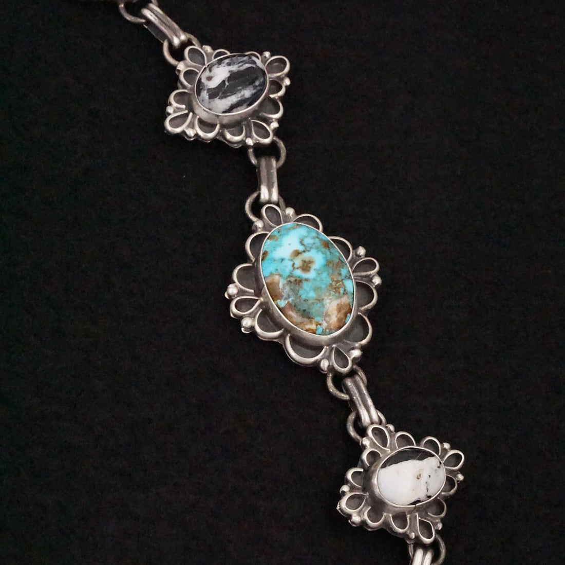 Bob Becenti Turquoise, White Buffalo & Sterling Silver Necklace Set