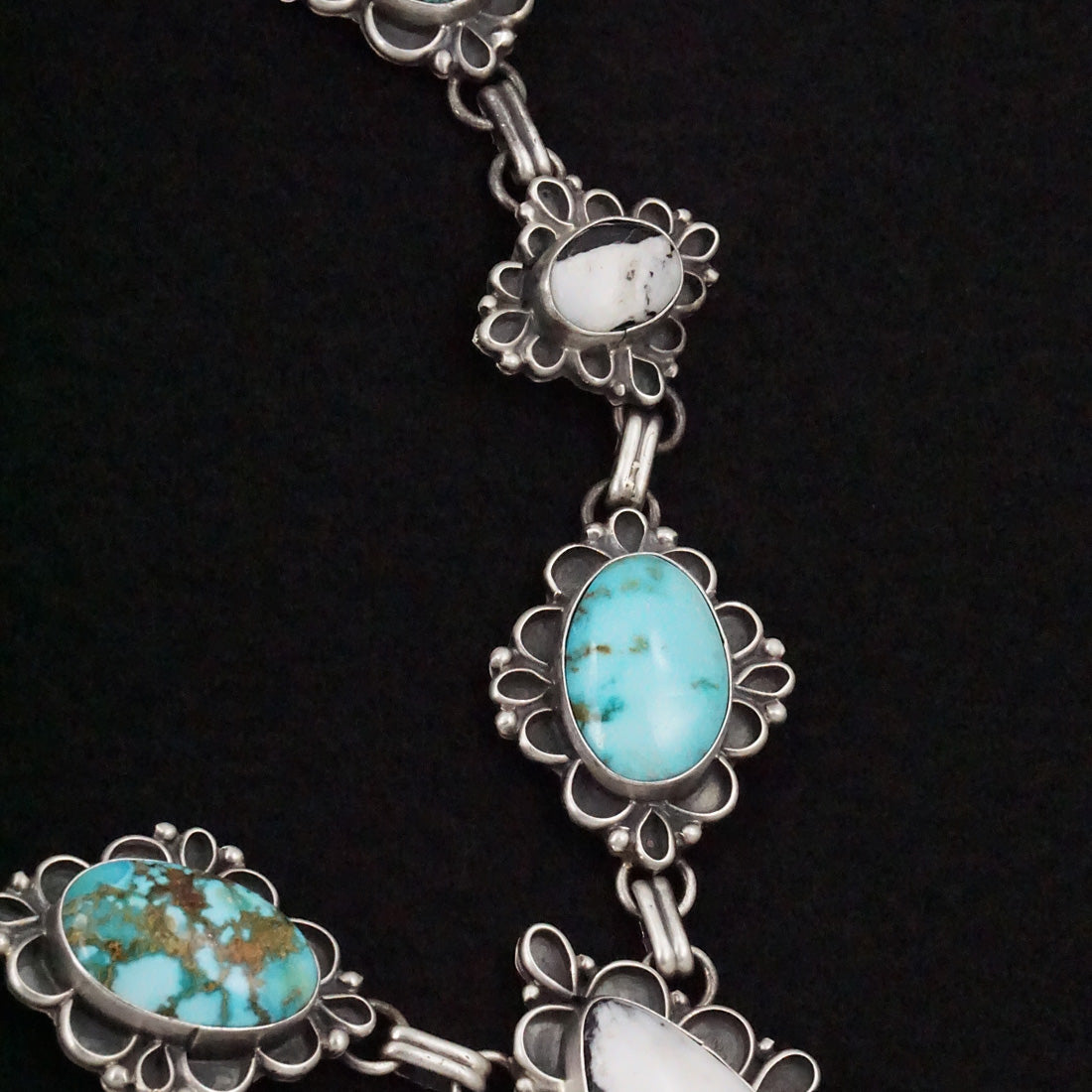 Bob Becenti Turquoise, White Buffalo & Sterling Silver Necklace Set