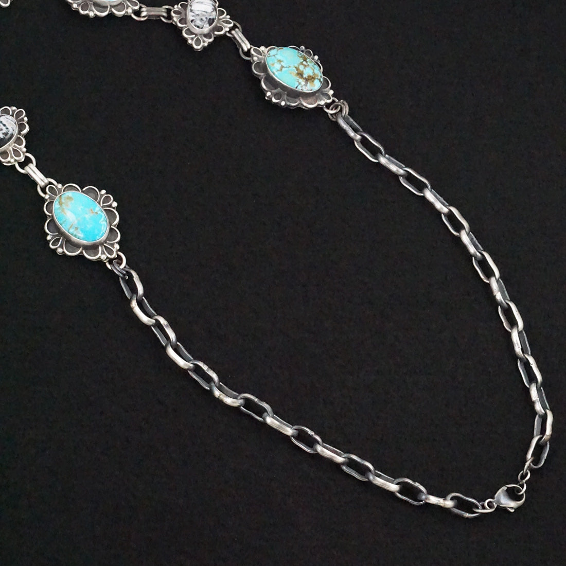 Bob Becenti Turquoise, White Buffalo & Sterling Silver Necklace Set