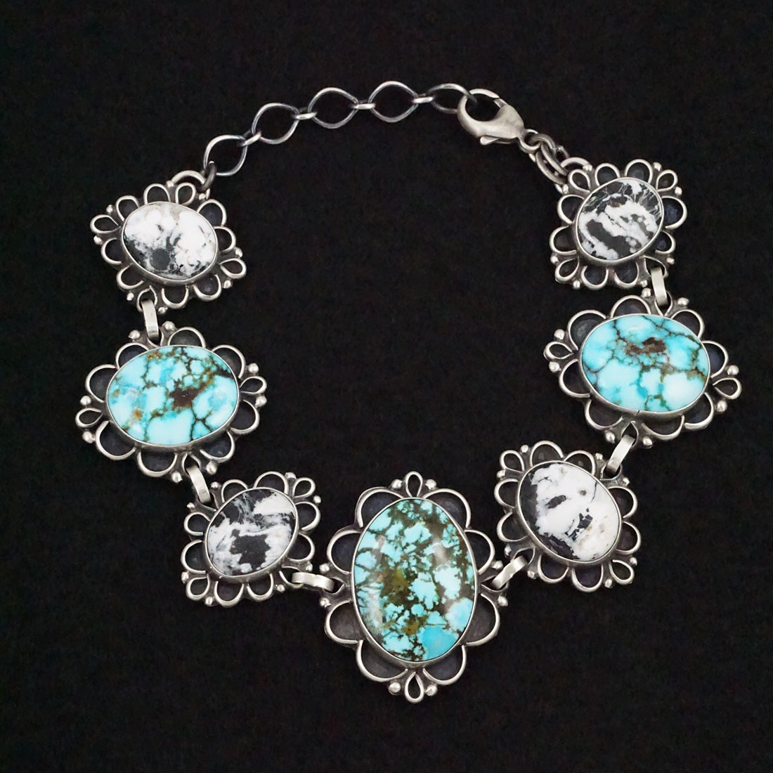 Bob Becenti Turquoise, White Buffalo & Sterling Silver Necklace Set