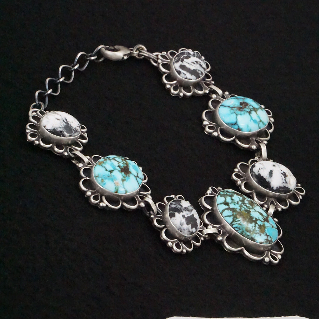 Bob Becenti Turquoise, White Buffalo & Sterling Silver Necklace Set