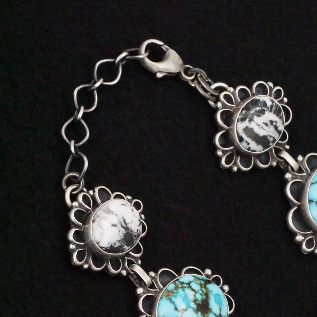 Bob Becenti Turquoise, White Buffalo & Sterling Silver Necklace Set