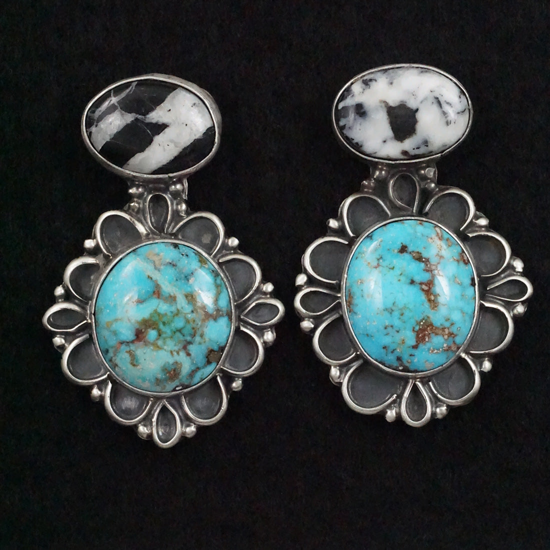 Bob Becenti Turquoise, White Buffalo & Sterling Silver Necklace Set